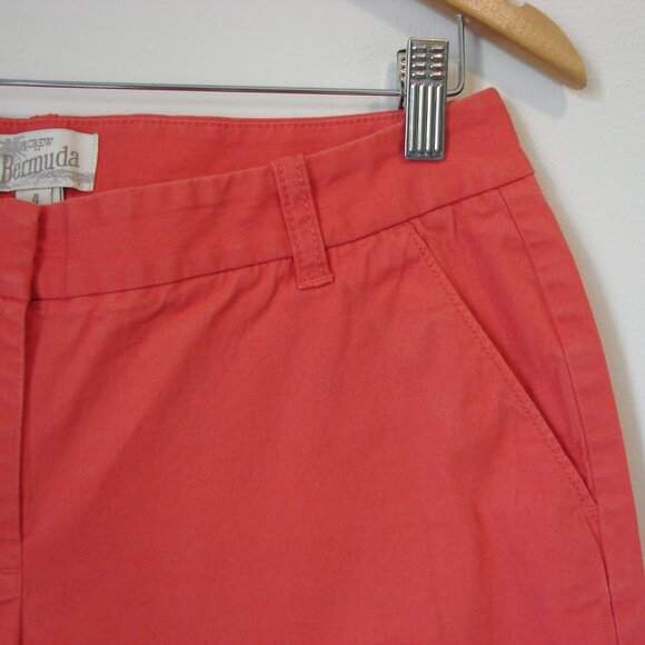 J. Crew Bermuda Shorts Coral Cotton Stretch Chino Preppy City Fit Size 4 - Picture 6 of 12